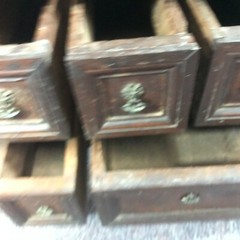 17th Century English Multi Drawer Carved Oak Spice Cabinet Table