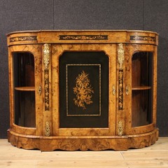 English sideboard furniture cabinet in inlaid wood antique style 20th century