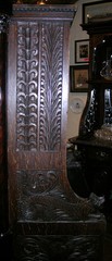 ANTIQUE HEAVILY CARVED JACOBEAN REVIVAL STYLE CABINET SIGNED EDWARDS & ROBERTS