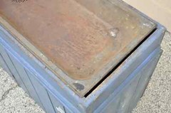 Antique Primitive Blue Distress Painted Cupboard Cabinet Vanity Cast Iron Sink