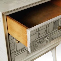 MANNER OF FORNASETTI ONE DRAWER ONE DOOR PAINTED SIDE CABINET ITALY CIRCA 1960