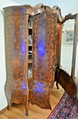 Antique Italian Inlaid Burlwood center hall Palace size massive Display Cabinet