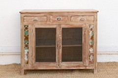 Early 20th Century Reverse Glass Painted Buffet Cabinet