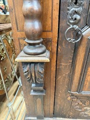 18th C Renaissance German Gründerzeit Carved Oak Raised Panel Cabinet Wardrobe