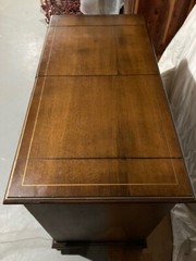 VTG (60’s) FLIP TOP DRY BAR CABINET W/GLASS SET /CASTERS / WINE RACK – ORIG OWNR