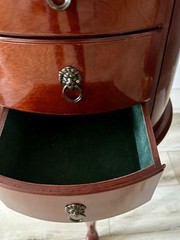 French Louis XV Style Demi-lune Mahogany Jewelry Chest (Lion Head) Fixtures