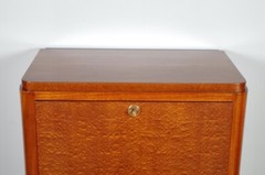Art Deco Speckled Mahogany Bar Cabinet, circa 1930