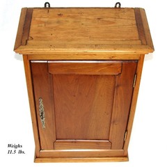 Antique Edwardian Era 21.5″ Miniature Armoire Style Walnut Table or Wall Cabinet