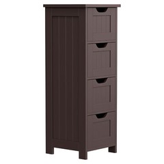 Narrow Floor Bathroom Storage Cabinet w/ Slide Out Drawers for Small Space Brown