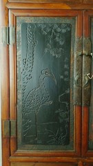 Hand Carved Sculptured End of Qing Dynasty Antique Chinse Cabinet