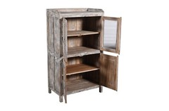 Antique Indian 1930s Teak Wood Glass Almirah – Kitchen/Bathroom Cabinet