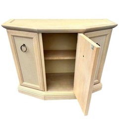 Vintage Entry Cabinet with Faux Rattan Wicker 36x14x29 – Hollywood Regency Coas