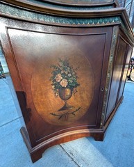 Satinwood Chiffonie adams revival antique hand painted china hutch cabinet hutch