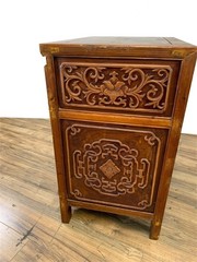 Antique Chinese Asian Ornately Carved Storage Cabinet Chinoiserie Side Table
