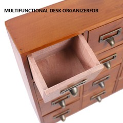 16 Drawers Wood Apothecary Medicine Cabinet Label Holder Organizer Card Catalog