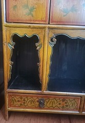 Antique Chinese Cabinet Armoire Lacquer Taborate Shandong Province Kuang Hsu
