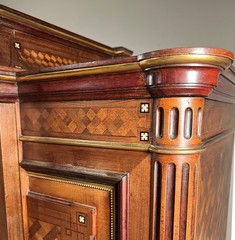 Exceptional French Antique Bar Cabinet Server Sideboard Walnut & Birdseye Maple