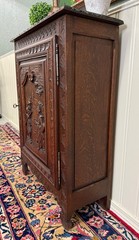 Antique French Breton Jam Cabinet Cupboard Storage Drawer Carved Oak 19th C
