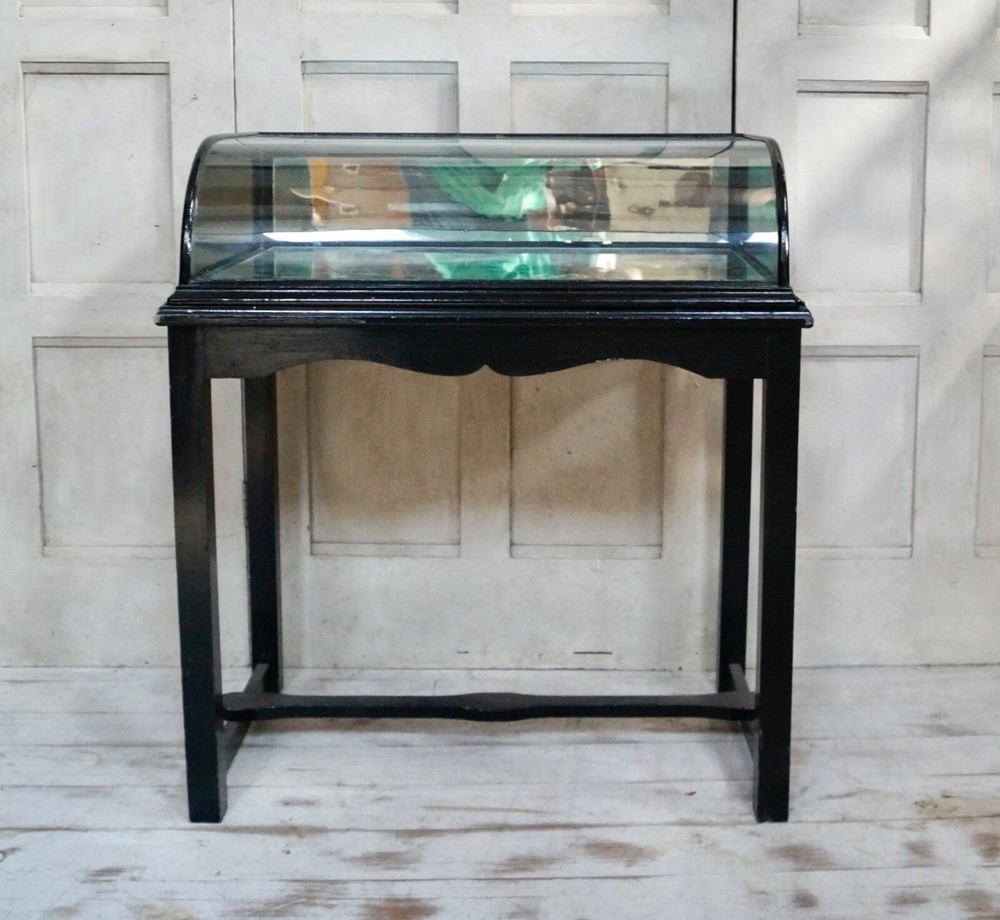 Victorian Ebonised Bow Fronted Display Cabinet