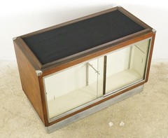 Vintage European Glass Front Store Display Storage Case Counter