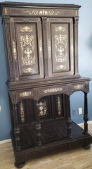 19th century Ebonized Inlaid Cabinet on stand Italian or French