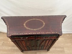 Vintage Bookcase Theme Console Cabinet Two Drawers, Double Door Storage Demilune