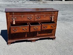 antique George III banded oak mule chest cabinet 1780 keys Chippendale inlaid