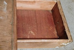 Antique Wooden Cabinet Brown Stained Finish Free Standing with Three Drawers