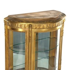 French Louis XVI Style Vernis Martin Decortated Gilt Wood & Ormolu Vitrine c1890
