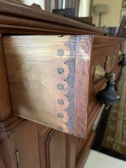 Antique 19th Century Burl Walnut Washstand End Table Night Stand Cabinet