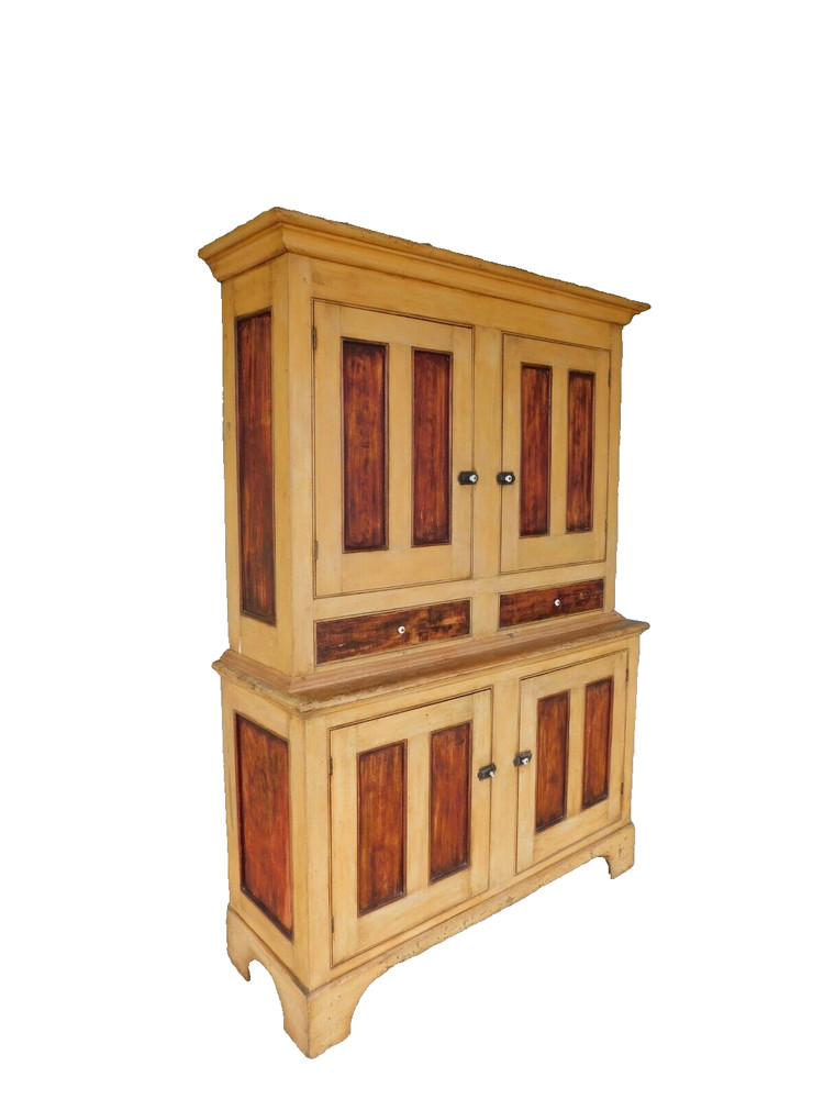 Antique Primitive 2pc Step Back Cupboard 56″w