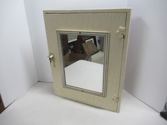 Antique Wood Medicine Cabinet with Cream Chippy Paint Mirror Farmhouse