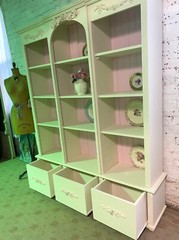 Painted Cottage Shabby Chic French Bookcase / China Hand Made Display Cabinet