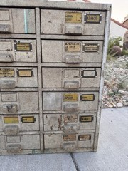 Vintage Industrial 18 Drawer Metal Parts Machinist Cabinet 30.5 x 13.5 x 25