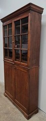 c. 1780 mortise, pegged walnut two piece twelve pane cupboard two drawers.