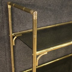 Bookshelf in gold metal faux bamboo etagere vintage 4 shelves glass furniture