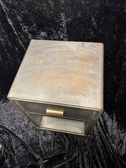 Vintage Metal Age Deco Simmons Furniture 1 Drawer Cabinet Side Table 22×14.5×13″