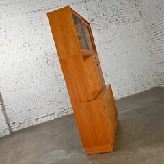Scandinavian Modern Teak 4 Part Triple Stacked Secretary Display Cabinet Dry Bar