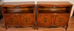 1910s Antique PAIR of French Louis XV Satinwood cabinets / Credenzas / Bookcases