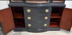 Newly Refinished Antique Vintage china cabinet with glass doors