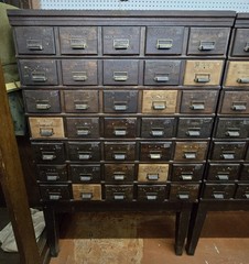 35 Drawer Catalog Bin Cabinet w/ Brass Hardware 47″ x 67″ x 18″ GS00878