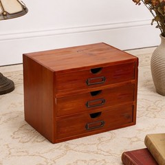 2-Stackable Apothecary Cabinet 3 Drawer Desk Organizer Vintage Library