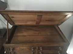 Antique “CLARK’S ONT” Oak Spool Cabinet, 4 Drawers, Slant top desk.  EXC COND
