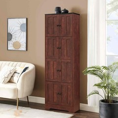 Tall Storage Cabinet with 8 Doors and 4 Shelves, Wall Storage Cabinet
