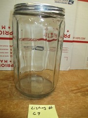 HOOSIER CABINET ORIGINAL COLONIAL EMBOSSED COFFEE SPICE JAR LISTING # 69