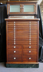 Antique Mahogany Dentist’s Cabinet American Cabinet Co 17 Drawers-4 Shelves 1900