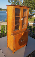 Antique Child’s size Wooden Step Back Cupboard Cabinet