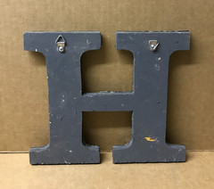 Decorative Salvaged Tin Ceiling 8″ Patchwork Shabby Silver Letter U Old 217-26B