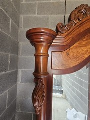 Pulaski Antique Wood Glass Display Cabinet with Carvings Mirror Back