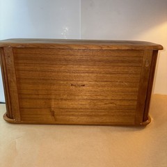 Vintage Mid Century Brookstone Teak Tambour Door Wall Mount Cabinet